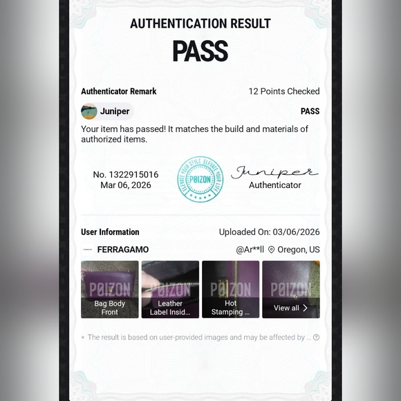 Salvatore Ferregamo Vera Bow Purple Leather Chain Crossbody (VERY GOOD)(COA)💜✨️ - Picture 14 of 14